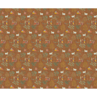 Sangam: Radha Krishna's Serene Moments, wallpaper in Rust color