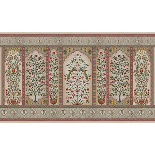 Madhuban Indian Floral Jharoka Wallpaper in Suneherii Collection in Vintage Green