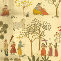 Radha Krishna's Golden Sepia Wallpaper