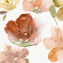 Big Flowers in Water Color Painted Style Wallpaper Customised Rust Color