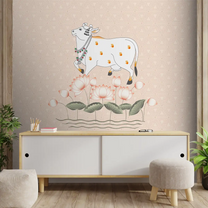 Cow and Lotuses, Pichwai Wallpaper Cream Color