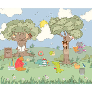 Animal Study Buddies Kids Room Wallpaper Customised