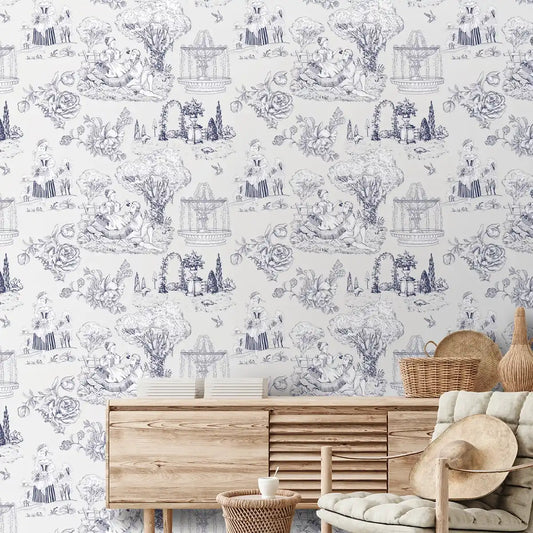 Elegant Toile Motif, Room Wallpaper