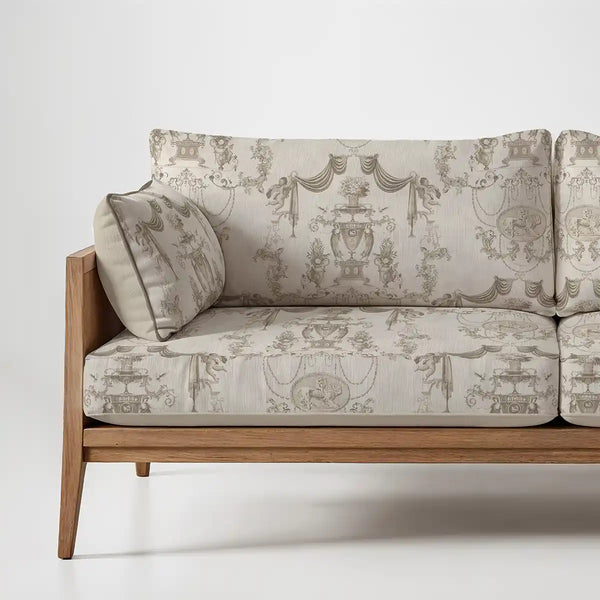 European Tapestry Sofa and Chairs Upholstery Fabric Beige, a traditional upholstery fabric for sofa & chair with a classic European tapestry pattern.