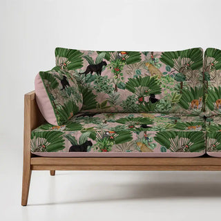 Tropical Tales Design Sofa and Chairs Upholstery Fabric, an elegant upholstery fabric for sofa & chair with a vibrant, tropical-themed pattern.