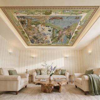 Voyage of the Cloud Fresh Green Ceiling Wallpaper