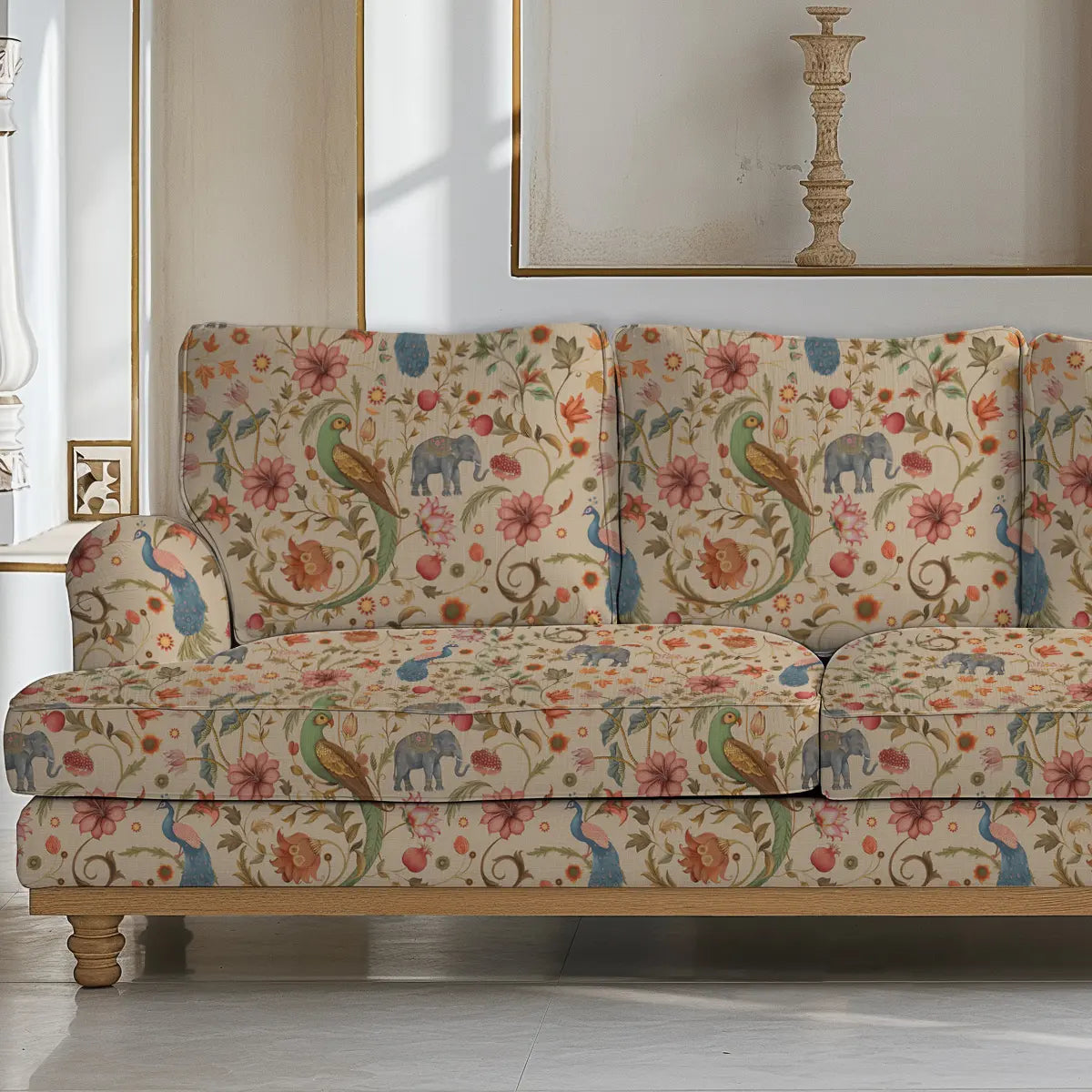 Buy Sanjhi Indian Sofa and Chairs Upholstery Fabric Cream