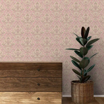 Shop Royale Design Wallpaper Roll in Vanilla & Pink Color