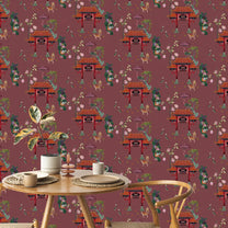 Mayur Exotic Brown Chinoiserie Wallpaper for Rooms
