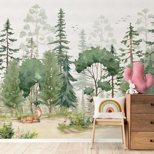 Exotic Jungle Theme Kids Room Wall Covering