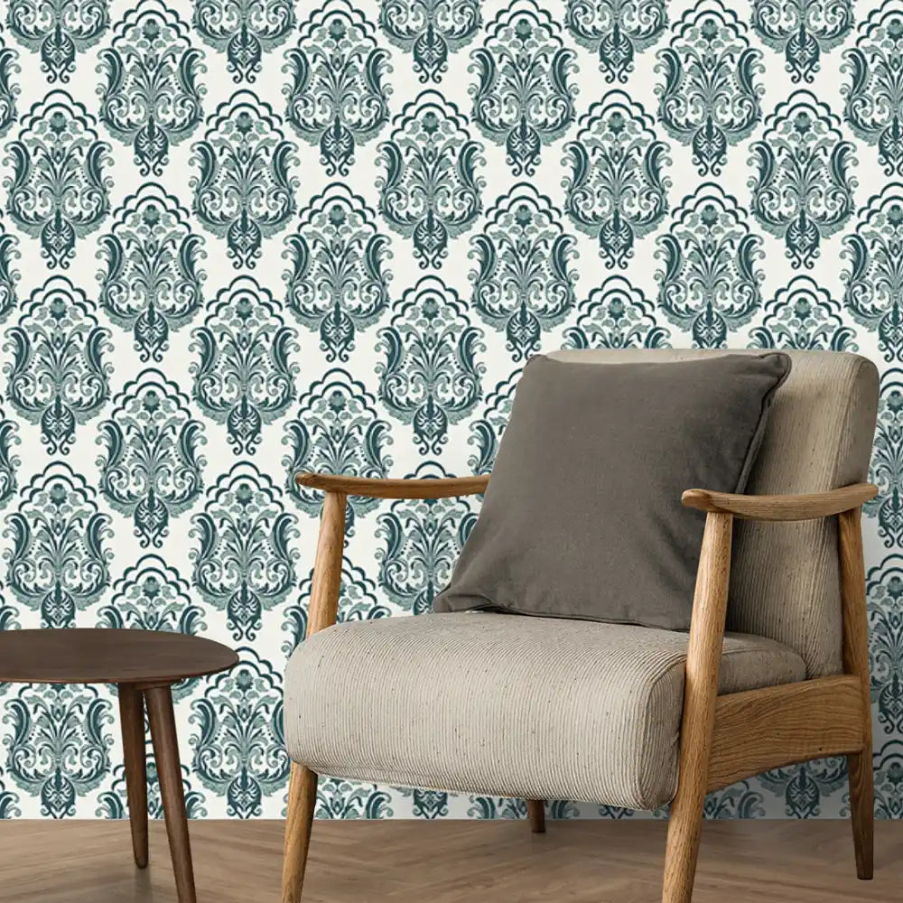 Buy online Ambiance Design Wallpaper Roll in Off Teal Blue Color