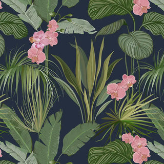 Buy Bahama Design Wallpaper Roll in Dark blue Color