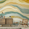 Serene Ocean Watercolor Style Wallpaper for Rooms Yellow