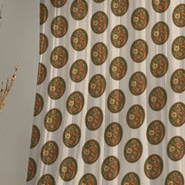 Saundarya Indian Floral Cutrain Fabric Ovile & Beige