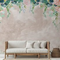 Water Color Look Hanging Floral Wallpaper for Bedrooms Pink