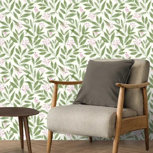 Paradise Tropical Leaves Room Wallpaper in Green Color