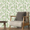 Paradise Tropical Leaves Room Wallpaper in Green Color