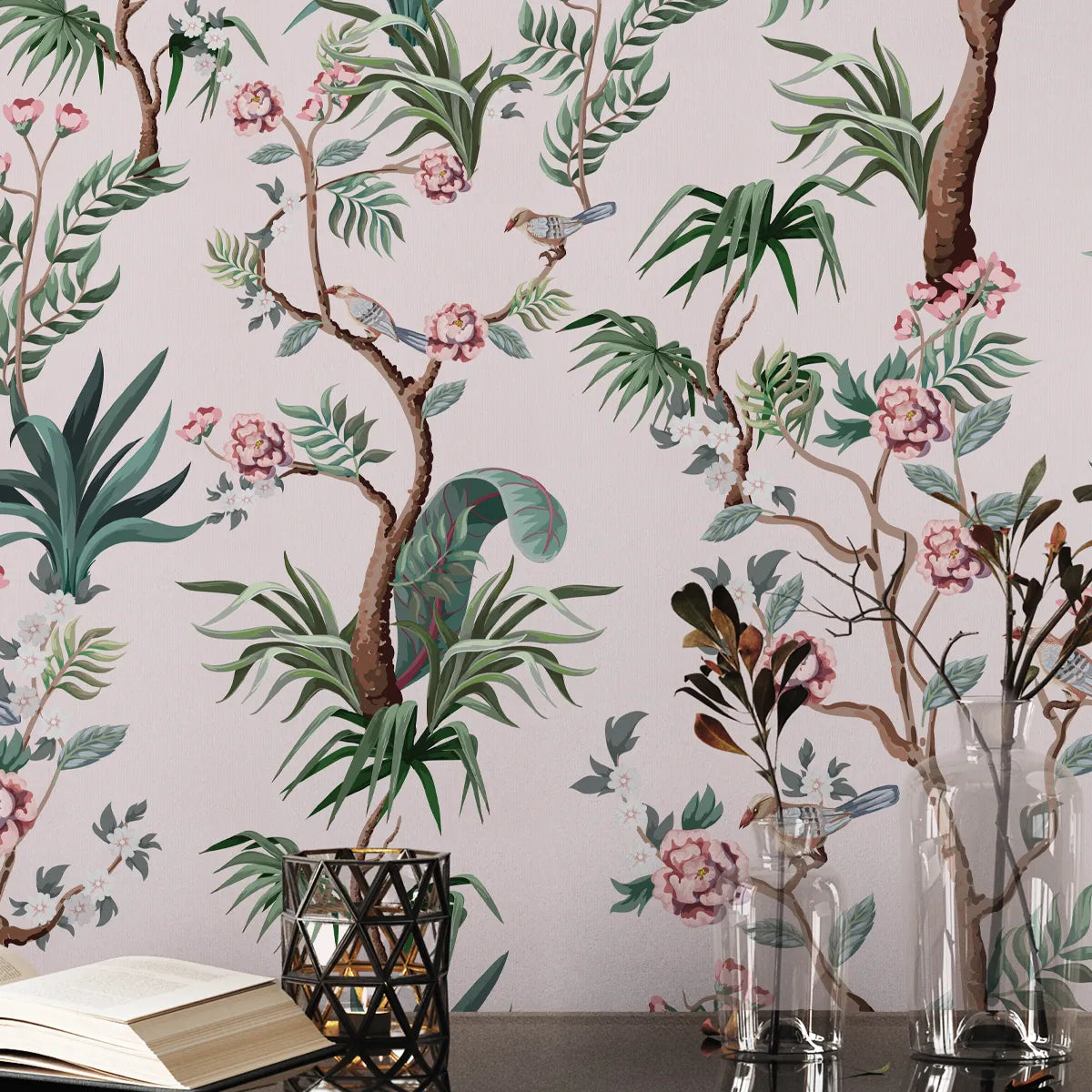 Chinoiserie Floral Customised Wallpaper Design for Walls