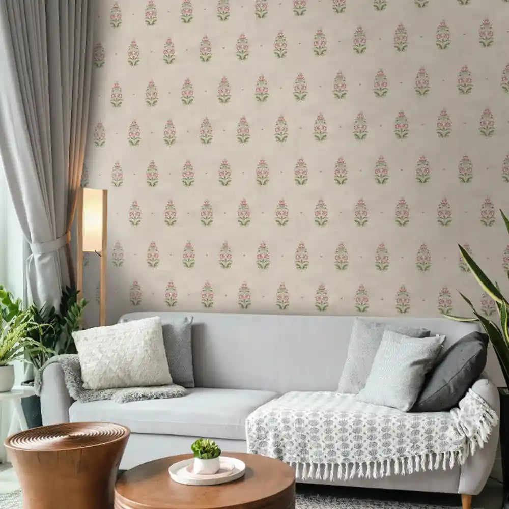 Bahara Indian Design Wallpaper Roll in Beige Color | Life n Colors