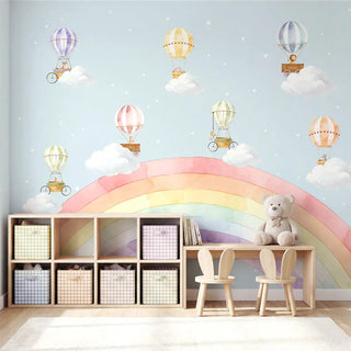 Rainbow & Hot Air Balloons Themes Children Room Wall Designs, Custom Wallpaper