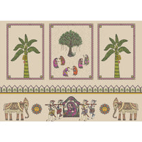 Janakpuri Jharoka Wallpaper in Suneherii Collection Beige
