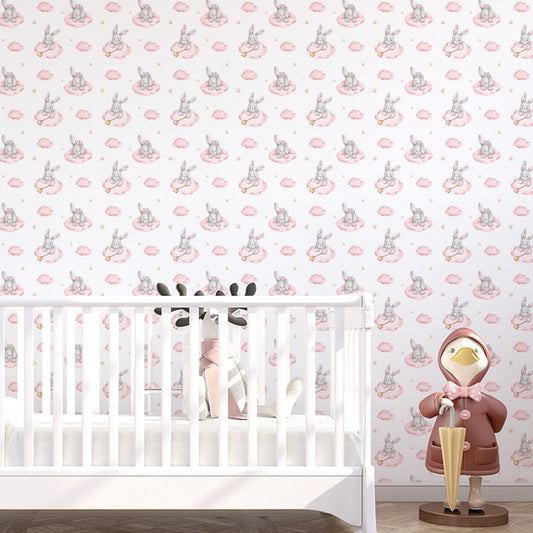 Peek-a-Boo, Cute Bunnie Wallpaper Designs for Kids Room, Pink