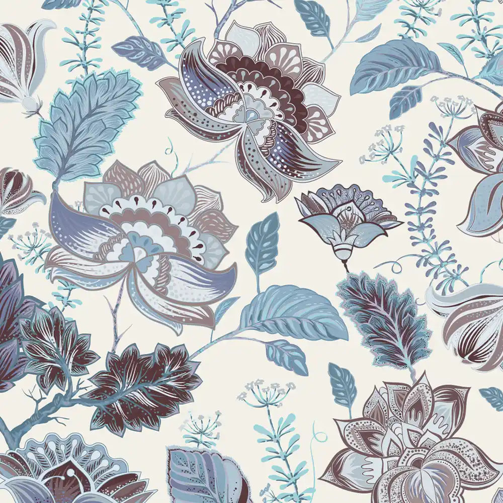Mimosa Design Wallpaper Roll in Blue Color Buy