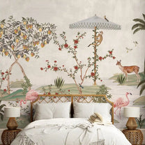 Shop all Gulbiya, Chinoiserie Wallpaper, Sukoon Collection, Ivory Color Customised