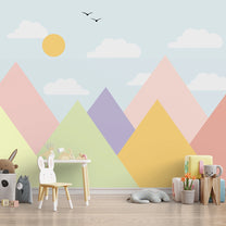 Whimsy Peaks Pastel Kids Room Wallpaper