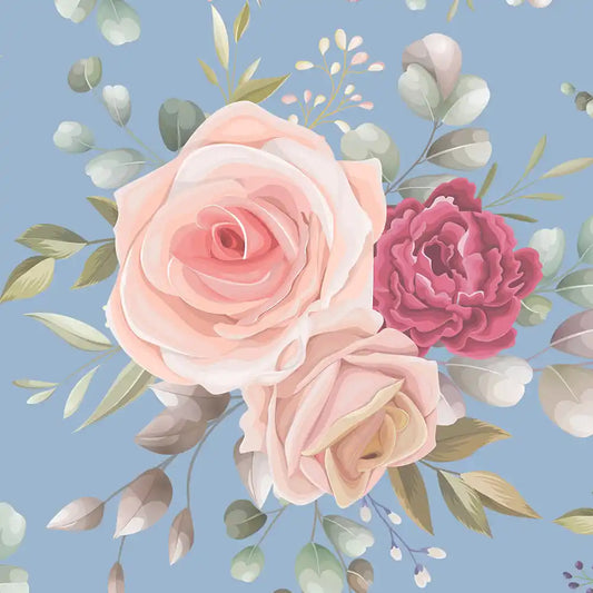 Roses Design Wallpaper Roll in Blue Wanderlust Color Buy Online