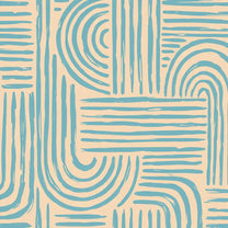 Symmetry Design Wallpaper Roll in Beige & Aqua Color for Rooms
