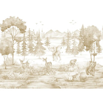 Jungle Safari Kids Room Wallpaper, Customised Sepia Color