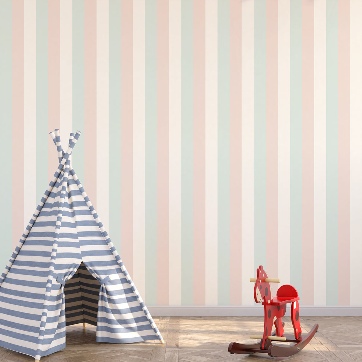 Muted Color Stripes, Repeat Design for Kids Room, Multicolor