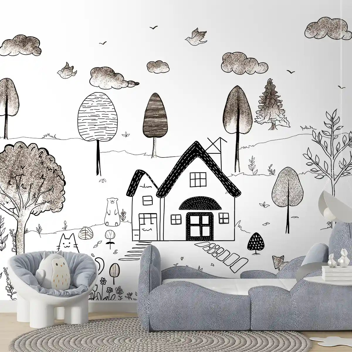 Buy Cute Kids Room Pencil Sketch Theme Wallpaper