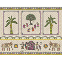 Janakpuri Jharoka Madhubani Art Wallpaper, Beige