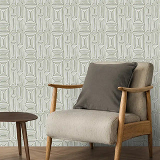 Escher Design Wallpaper Roll in Pale Green Color