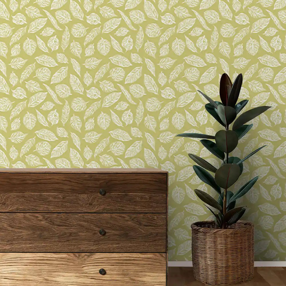 Ivy Design Theme Wallpaper Rolls in Light Olive Color