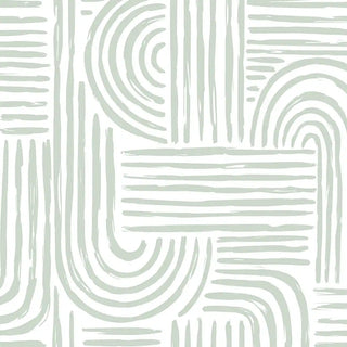 Symmetry Feather Green Wallpaper Roll | Life n Colors