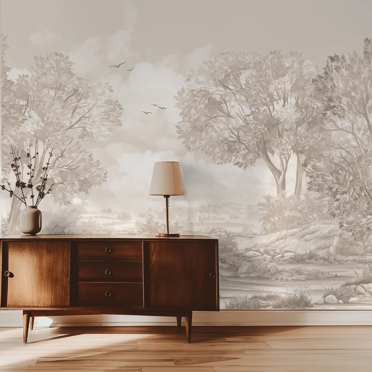 Whispering Moors Scenic Wallpaper Design Customised beige