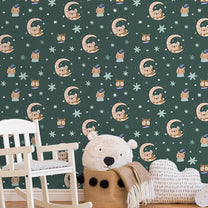 Sleep time Design Wallpaper Roll in Green Color