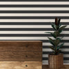 Harmonie Stripe Design Wallpaper Roll in Black and Beige Color