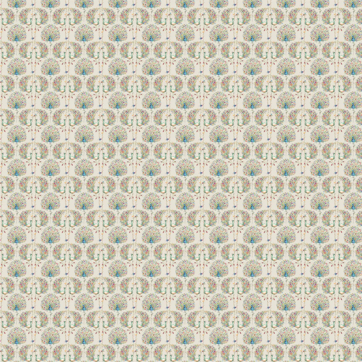 Barkha Indian Peacock Design Wallpaper Roll in Cream Color