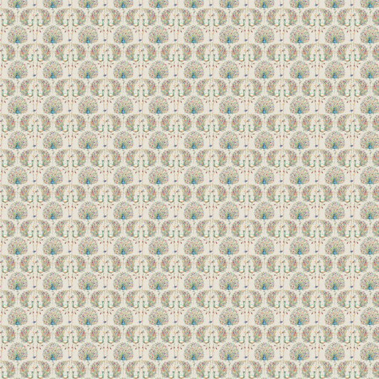 Barkha Indian Peacock Design Wallpaper Roll in Cream Color