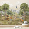 Animals Jungle Camp Wallpaper for Kids Rooms