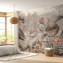 Big Lotus Leaves, Premium Indian Wallpaper Design, Customised