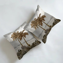 Serene Foliage Cushion Covers, Set of 2 Sepia, scenery, tropical, europian, palm tree