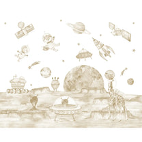 Lets go on a moon walk, Cute kids room wallpaper, Sepia Buy Now 