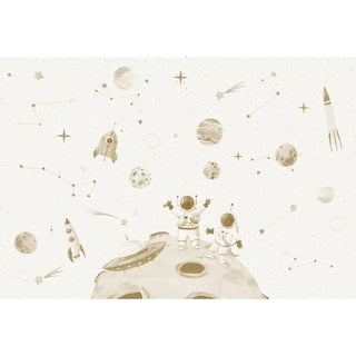 Beige Color Space Expedition Wallpaper for Kids