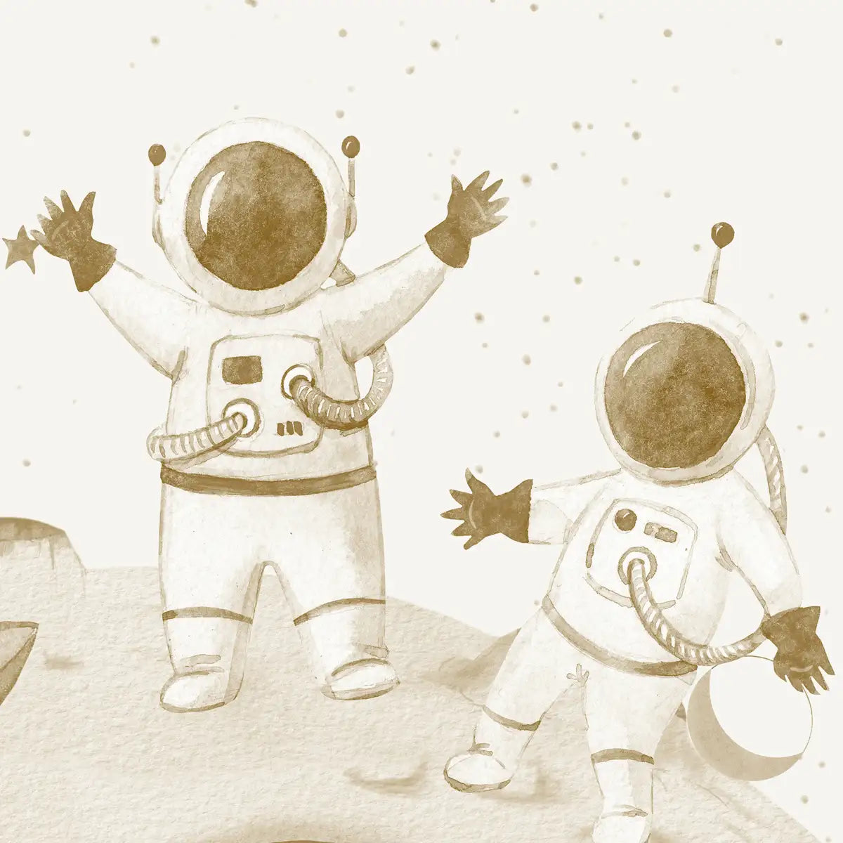 Beige Color Space Expedition Wallpaper for Kids