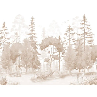 Exotic Jungle Theme Kids Room Wall Covering Sepia Color